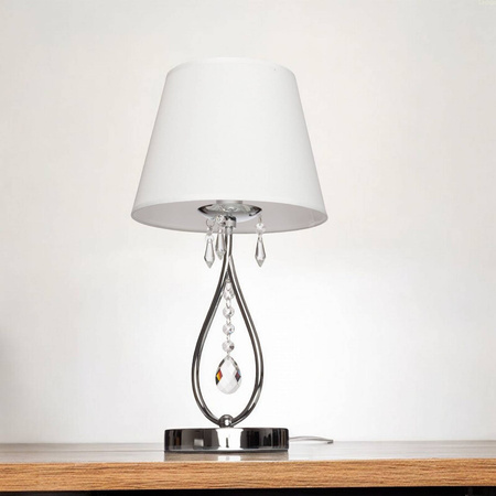 Lampka nocna stołowa lampa z abażurem chromowana Wenecja E14