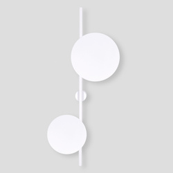 Biały, designerski kinkiet z dwoma kołami K-5324 z serii PERO