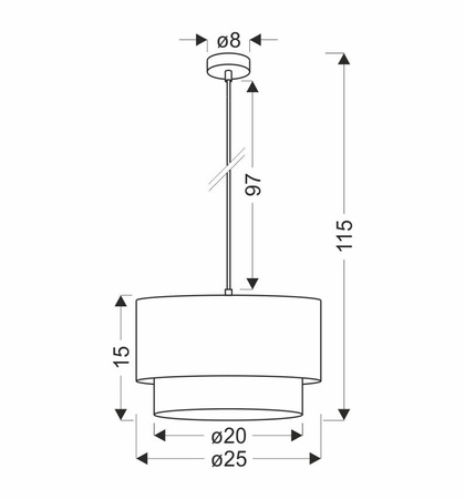Ritana 25 Lampa Wisząca Czarny 1X60 E27 Abażur Beżowy-Czarny