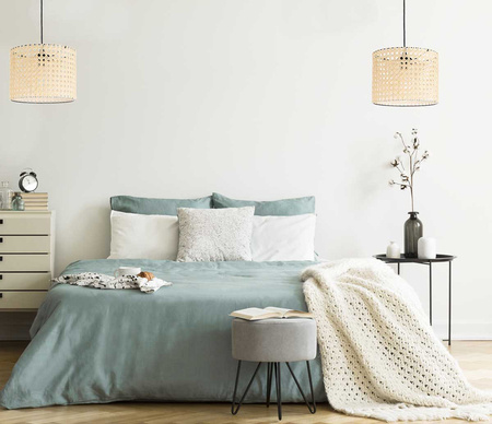 Lampa wisząca abażur rattanowy mały walec