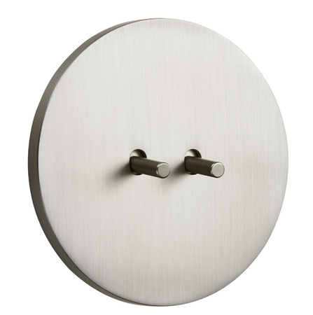 Włącznik podtynkowy okrągły metalowy podwójny / schodowy TOGGLICA ROUND 4U nikiel szczotkowany