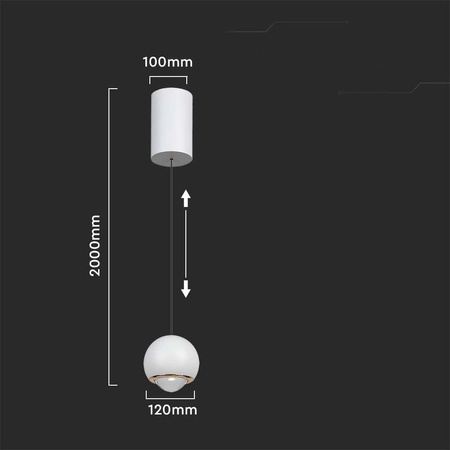 Oprawa Zwieszana V-TAC LED 6W regulowana 200cm Biała VT-7508 3000K 500lm