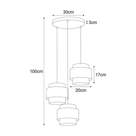 Rustykalna lampa wisząca, trzy abażury, do salonu K-5272 z serii CEZAR