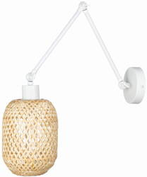 Kinkiet regulowany metalowy biały klosz duży bambus