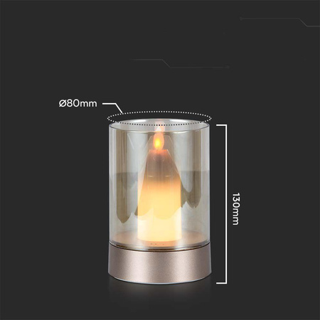 Lampka Nocna Światło Świecy V-TAC 3W LED Ładowanie USB Ściemnianie Złota 