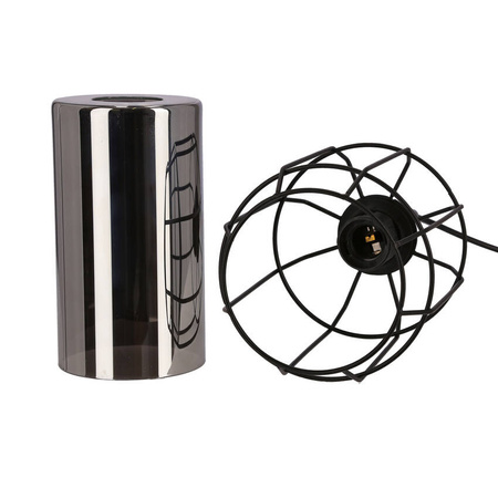 Lampa wisząca Jonera czarna 1xE27 klosz dymiony 31-08428