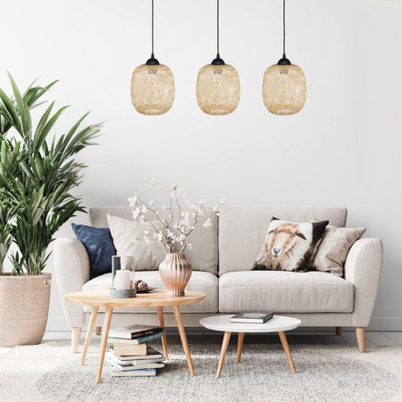 Lampa wisząca 3xE27 potrójna listwa czarna 