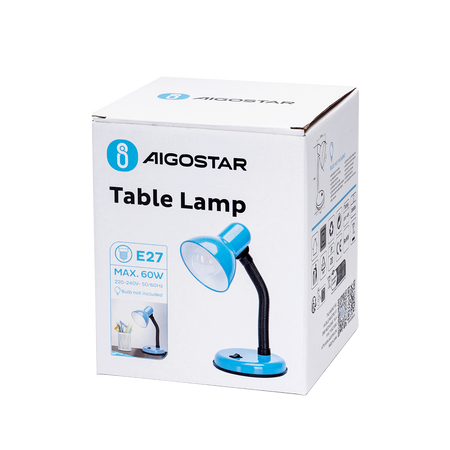 Metalowa lampa stołowa E27 niebieska