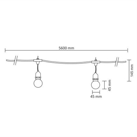Girlanda zewnętrzna PARTY M 5,6 m E27 10 x G45 mleczny 36V 6W