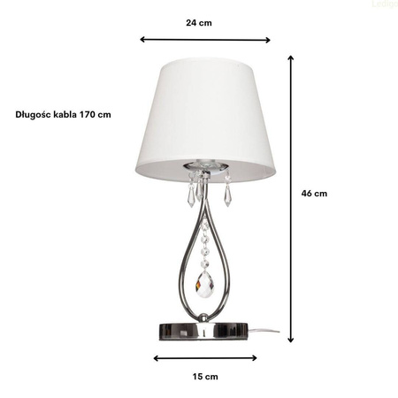 Lampka nocna stołowa lampa z abażurem chromowana Wenecja E14