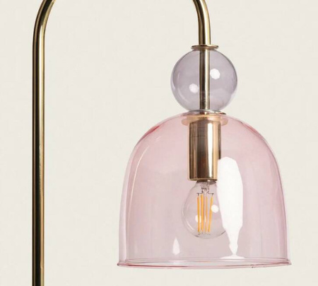 Lampa Stołowa szklana złoty Baudelaire 1xE14 pudrowy róż