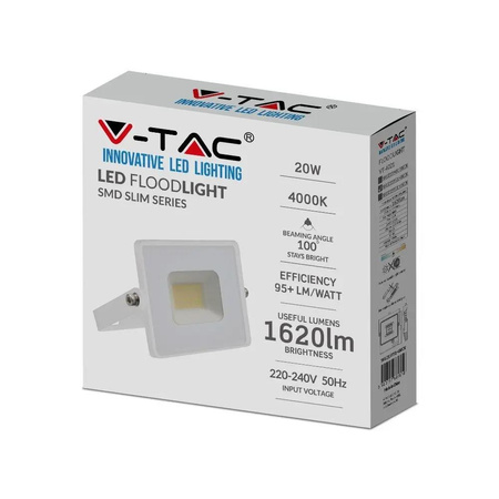 Projektor LED V-TAC 20W SMD E-Series Biały VT-4021 6500K 1620lm