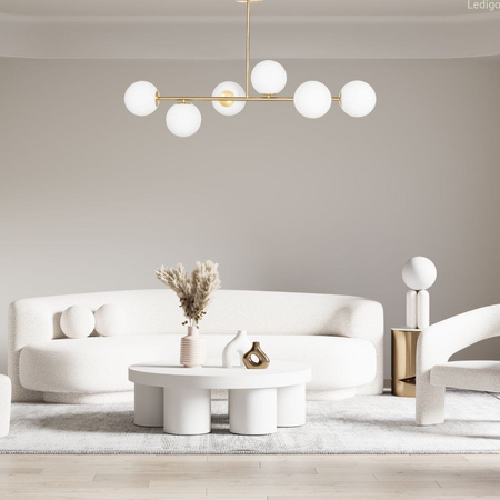 Lampa sufitowa Milano złota 6xE14 mleczne kule EP1C20