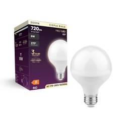 Żarówka LED E27 G80 8W ciepła 3000K