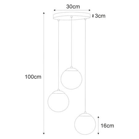 Lampa wisząca z trzema białymi matowymi kloszami K-4746 z serii CAMINA