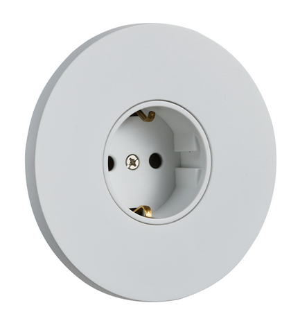 Gniazdo schuko podtynkowe okrągłe metalowe TOGGLICA ROUND biały mat 