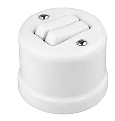 Włącznik ceramiczny podwójny biały natynkowy