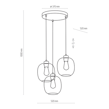 Lampa wisząca ELIO 3xE27 koło