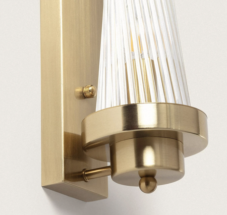 Kinkiet ścienny ryflowany z Metalu i Szkła MARSEN 2xE14 złoty