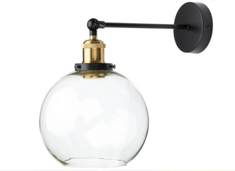 Kinkiet ścienny złota oprawa klosz przezroczysty 20 cm 1xE27