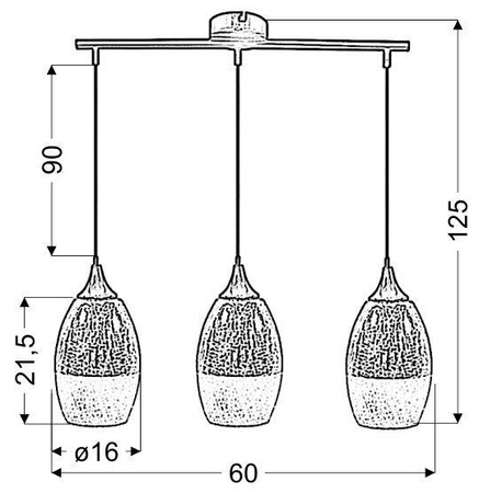 Lampa wisząca złota szklana regulowana 3x60W Celia Candellux 33-51585