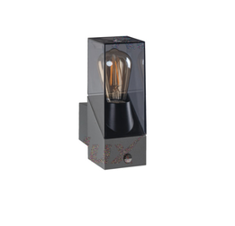 Kinkiet ogrodowy LAVEN 1xE27 grafit z czujnikiem ruchu i zmierzchu