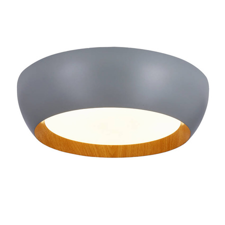 abruzzo lampa sufitowa plafon szaro drewniany klosz biały 14-24114