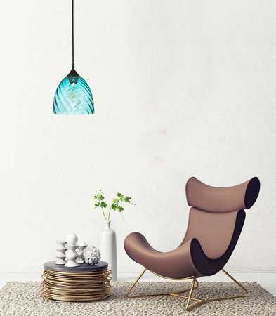 Lampa wisząca szklana niebieska kopuła VELA
