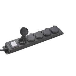 Przedłużacz IP44 5G 3m Z/U z wył. czarny ELEKTRO