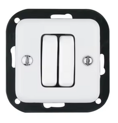 Włącznik ceramiczny podtynkowy podwójny kwadrat biały  bez ramki