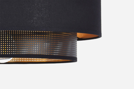 Czarno-złota lampa wisząca z gustownym abażurem K-5281 z serii AMOS