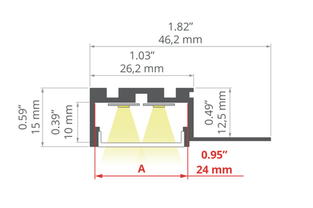 Profil do LED KOZMA-22-BOK Kluś wpuszczany srebrny nieanodowany 1m
