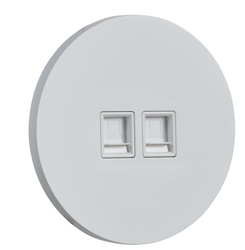 Gniazdo 2xRj45 podtynkowe okrągłe metalowe TOGGLICA ROUND biały mat
