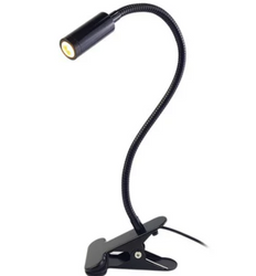 Lampka nocna biurkowa LED 3W z klipsem regulowana czarna 4000K