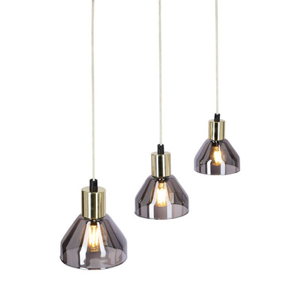 Lampa wisząca złota szkło 3xE14 70cm GREGORY