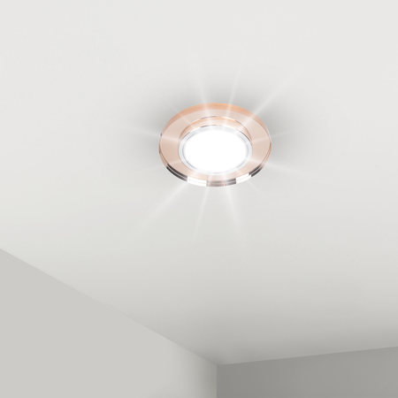 Oczko sufitowe szklane OKRĄGŁE. Kolor: BURSZTYN