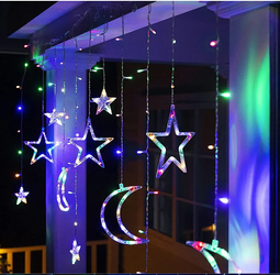 Łańcuch świetlny kurtynka Księżyce i Gwiazdy 6W Multicolor 3,5m