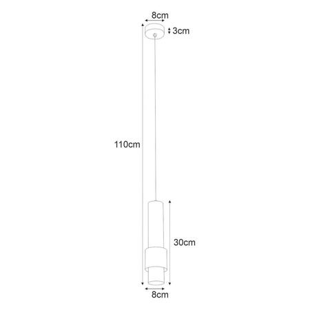 Czarna lampa wisząca tuba ze złotym zdobieniem K-4716 z serii PERN