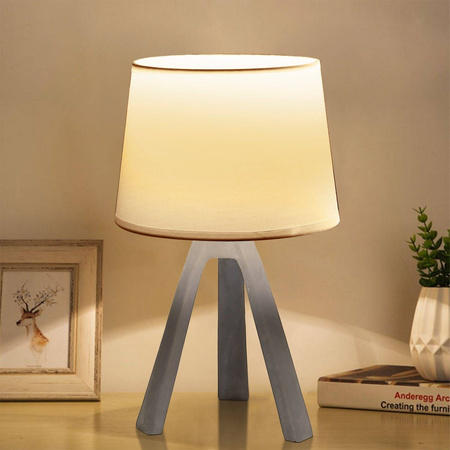 Lampa nocna stołowa E14 trójnóg biało szara