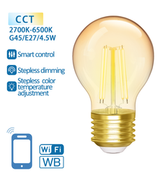Inteligentna żarówka Smart LED FILAMENT E27 G45  kulka 4,5W Wi-Fi CCT  bursztynowa