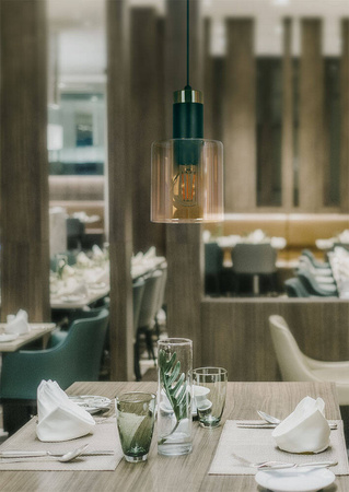 Wyjątkowa lampa wisząca z bursztynowym kloszem K-5255 z serii ALTO