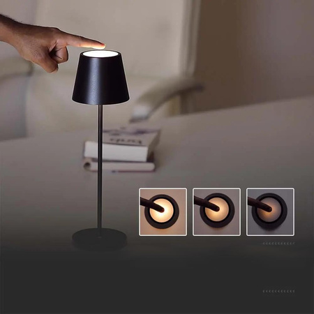 Lampka Biurkowa Nocna V-TAC 1,5W LED Ładowanie Ściemnianie IP54 Czarna 
