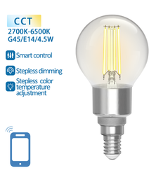 Inteligentna żarówka Smart LED FILAMENT E14 G45  kulka 4,5W Wi-Fi CCT