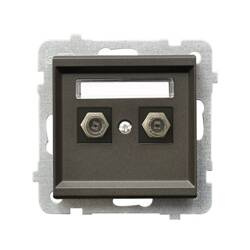 Gniazdo antenowe typu F podwójne Ospel Sonata Czekoladowy Metalik