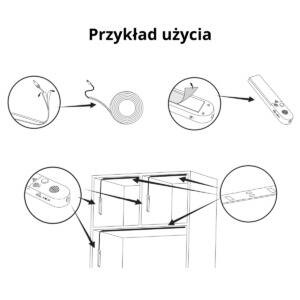 Taśma LED zasilana bateryjnie 3m z czujnikiem PIR 4000K IP20 + port USB