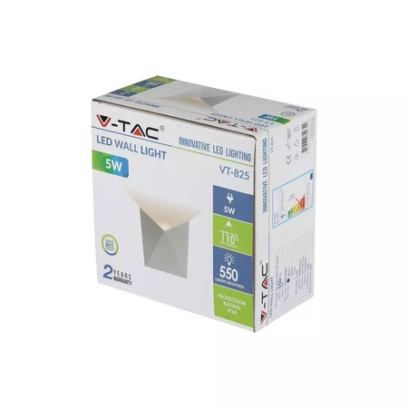Kinkiet Ścienny V-TAC 5W LED Biały IP65 VT-825 4000K 550lm