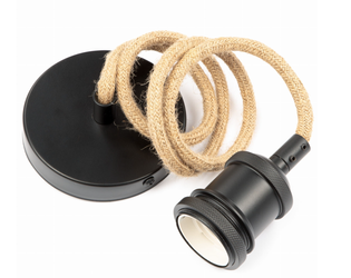 Zawiesie oprawa wisząca w oplocie jutowym z oprawką matowa czerń do lampy E27