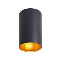TUBA LAMPA SUFITOWA CZARNY 1X15W GU10 ODBŁ. ZŁOTY ŚR. 7 CM