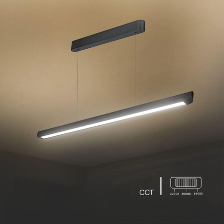 Oprawa V-TAC LED Linear SAMSUNG CHIP LIFUD Driver 36W 100st CCT Zwieszana 120cm Czarna VT-7-35 3000K-4000K-6400K 2880lm 5 Lat Gwarancji