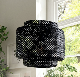 Lampa wisząca BOHO bambusowa BLACK 38cm TH06 czarna